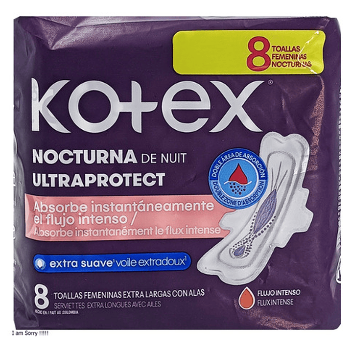 Toallas Kotex Nocturna 8 Uni - Unidad 2