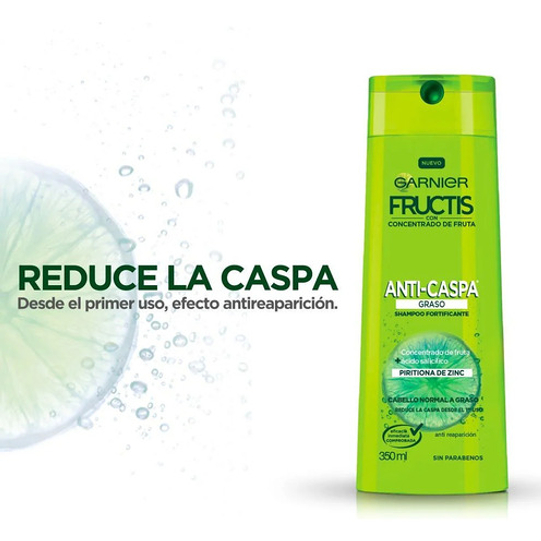 Shampoo Fructis Anticaspa 2 En 1 Normal Y Graso 350 Ml 2