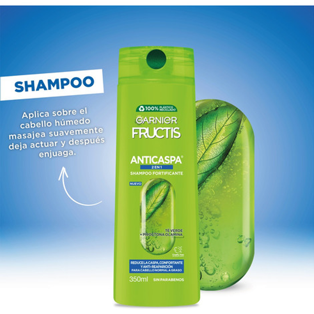 Shampoo Fructis Anticaspa 2 En 1 Normal Y Graso 350 Ml 4