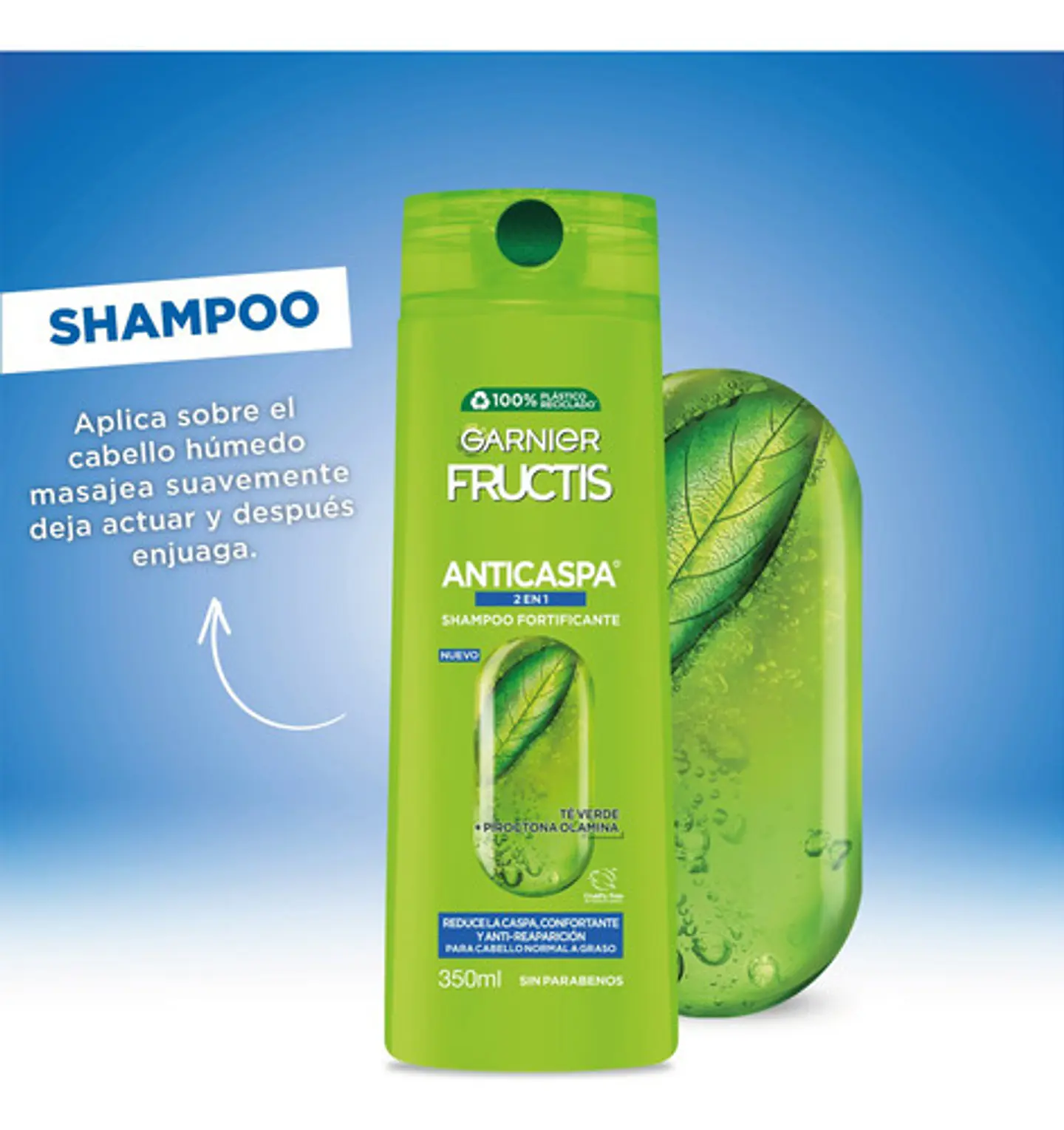 Shampoo Fructis Anticaspa 2 En 1 Normal Y Graso 350 Ml 4