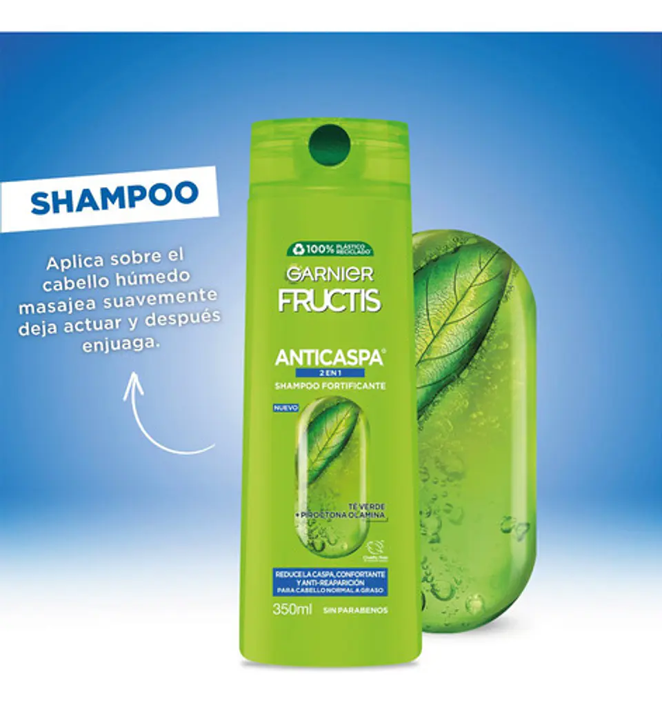 Shampoo Fructis Anticaspa 2 En 1 Normal Y Graso 350 Ml 4