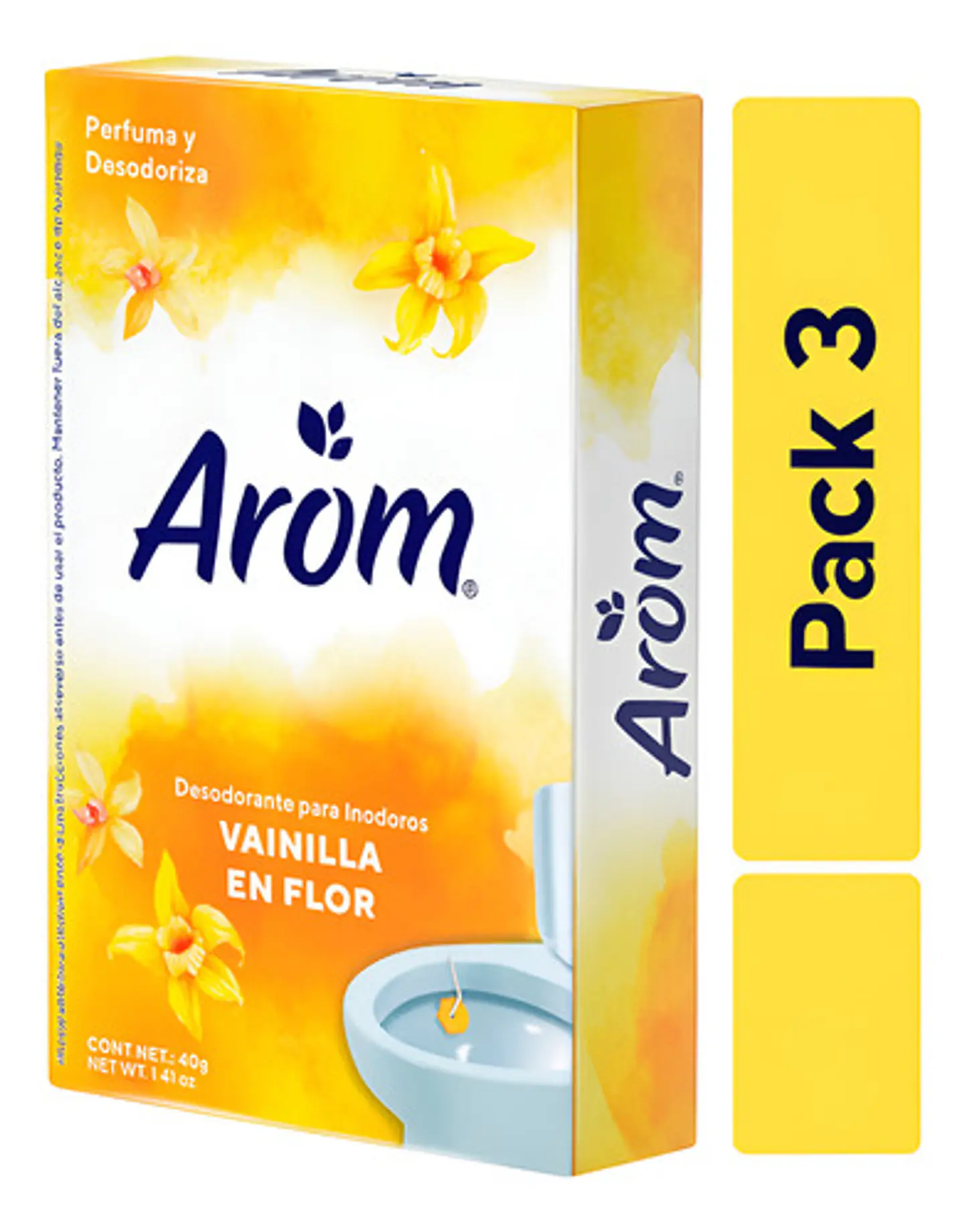 Pack X3 Desodorante Inodoros Pastilla Arom Vainilla 40 Gr 1