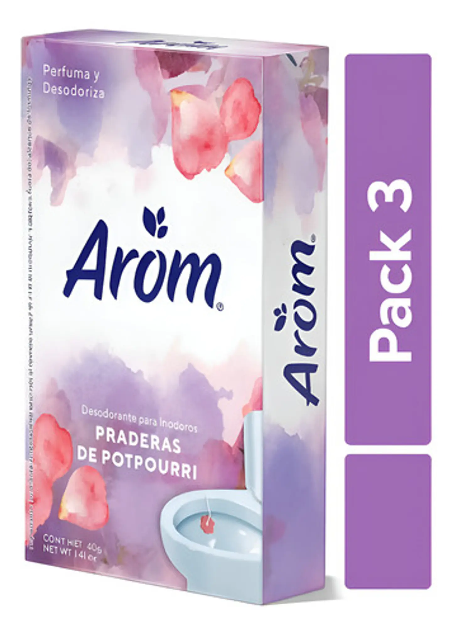 Pack X3 Desodorante Inodoros Pastilla Praderas Popurri 40 Gr 1