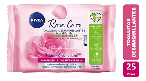 Toallitas Desmaquillantes Micerales Nivea Rose Care 25 Pzas