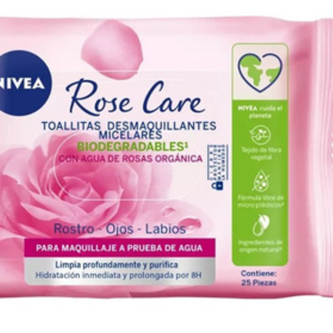 Toallitas Desmaquillantes Micerales Nivea Rose Care 25 Pzas 1