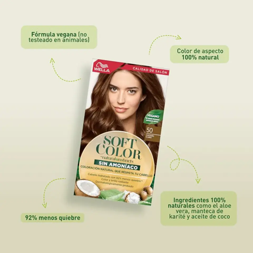 Tintura Perm. Hidratante Soft Color Castaño Claro 50 Wella 50 Castaño Claro 7