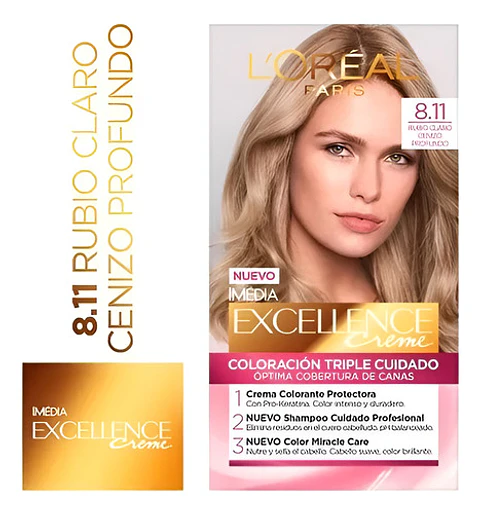 Tintura L'oréal Excellence Creme 8.11 Rubio Claro Cenizo Pro 8.11 Rubio Claro Cenizo Profundo