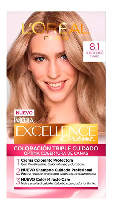 Kit Tintura L'oréal Paris Excellence Tintura Tono 8.1 Rubio Claro Cenizo Para Cabello