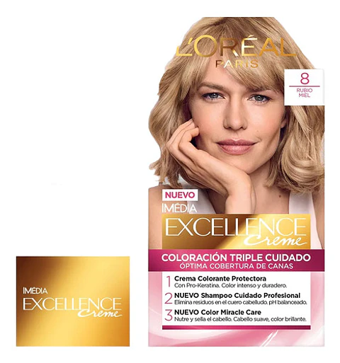 Tintura Excellence Creme Tono 8 Rubio Miel L'oréal 8 Rubio Miel