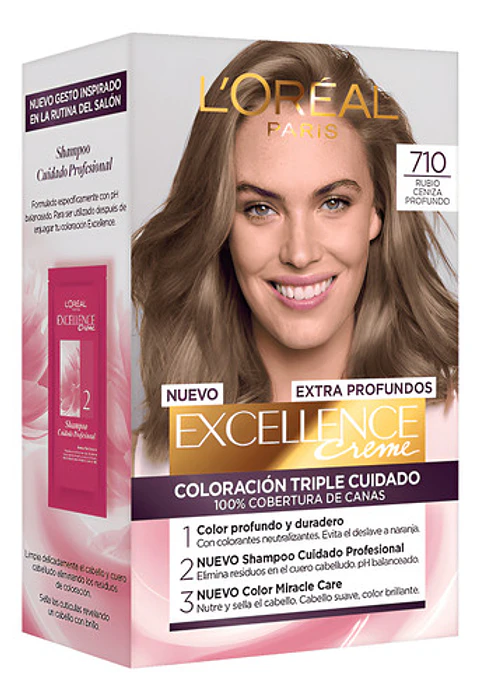 Tintura Excellence Creme 7.10 Rubio Cenizo Profundo L'oréal 710 Rubio Cenizo Profundo
