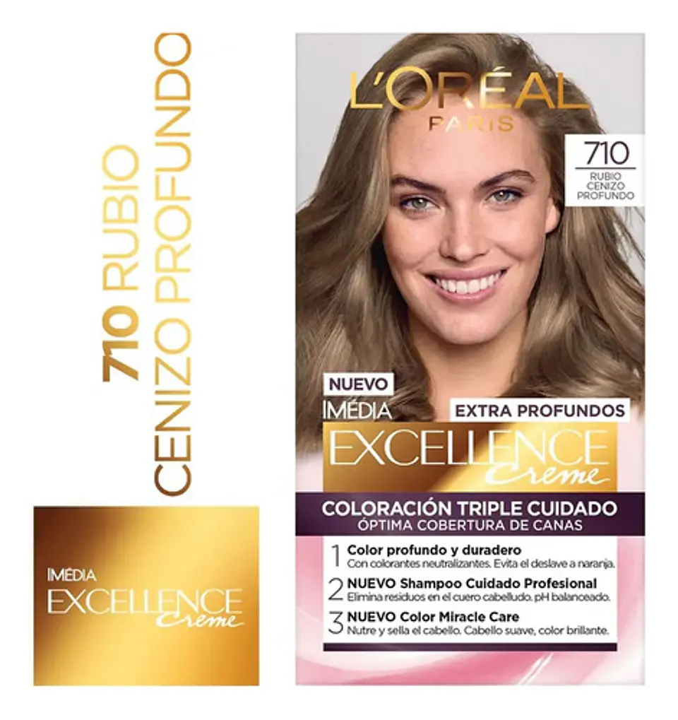 Tintura Excellence Creme 7.10 Rubio Cenizo Profundo L'oréal 710 Rubio Cenizo Profundo 2