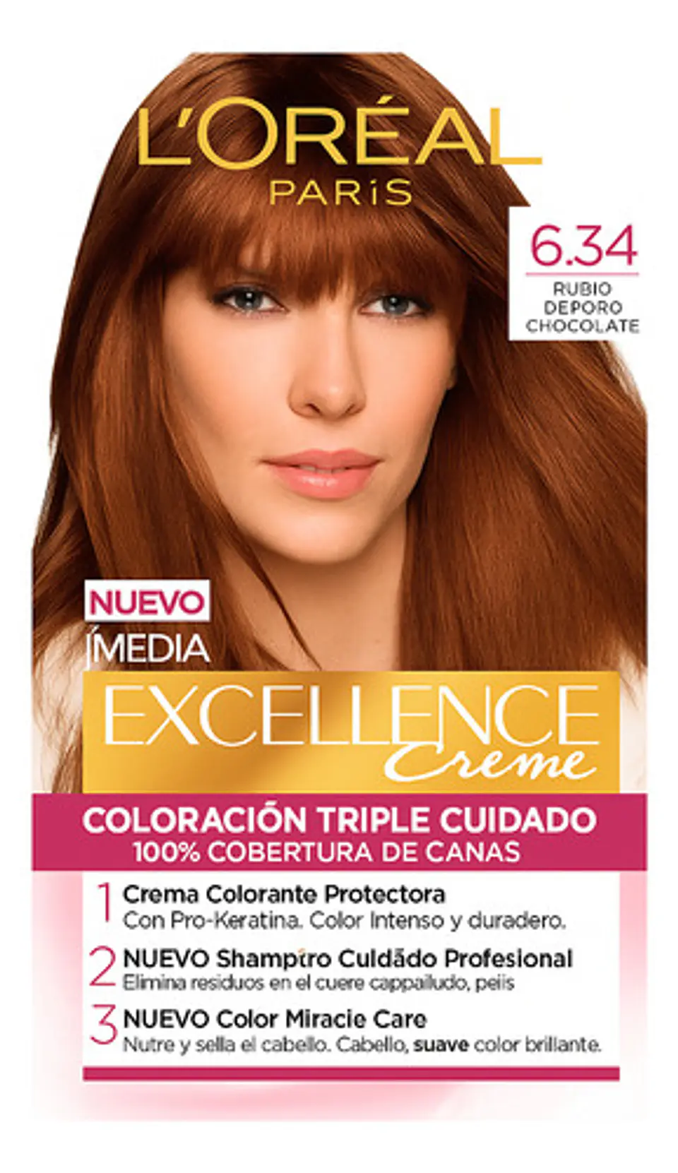 Tintura Excellence Creme 6.34 Rubio Oscuro Chocolate L'oréal 1