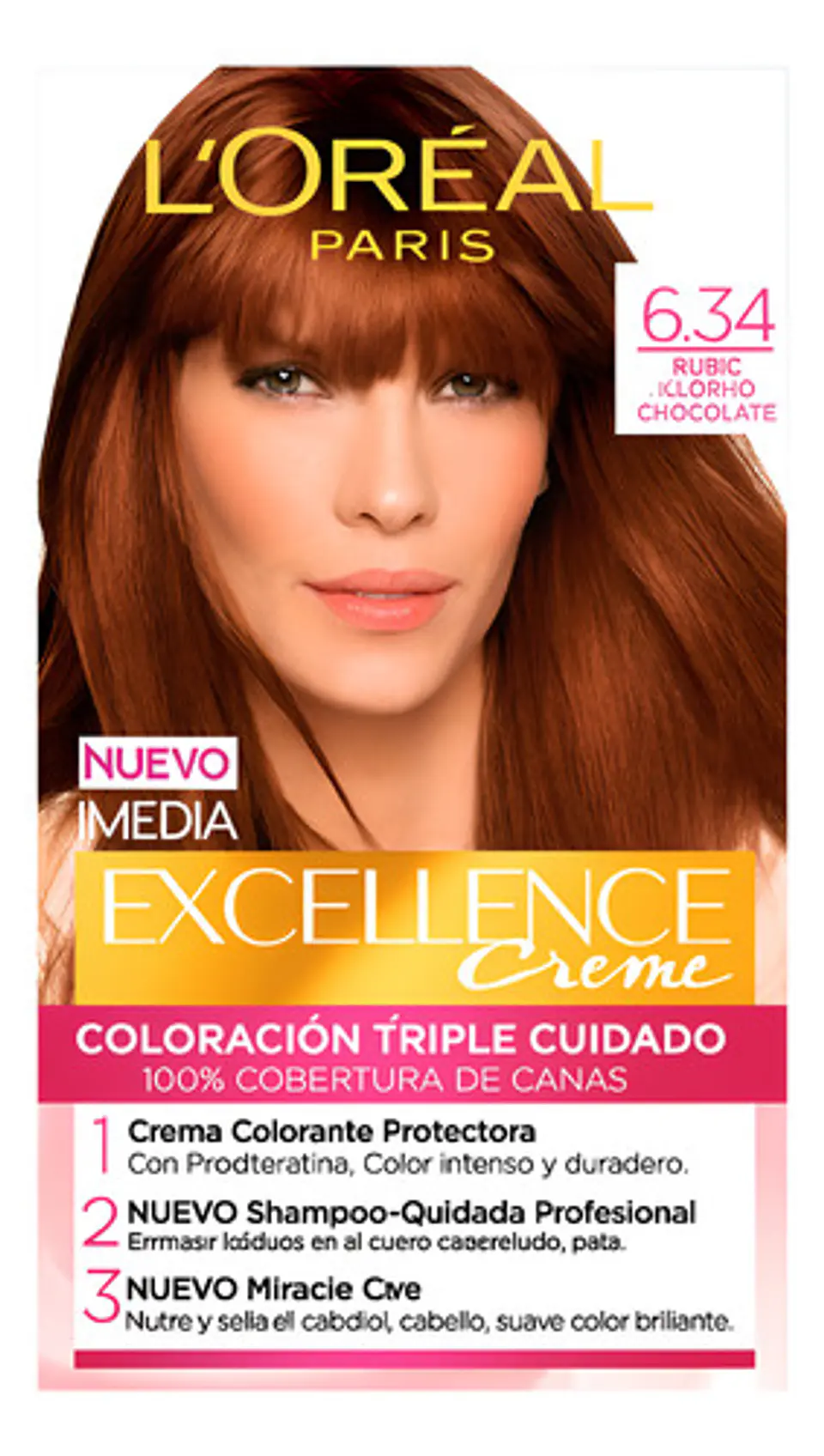 Tintura Excellence Creme 6.34 Rubio Oscuro Chocolate L'oréal 2