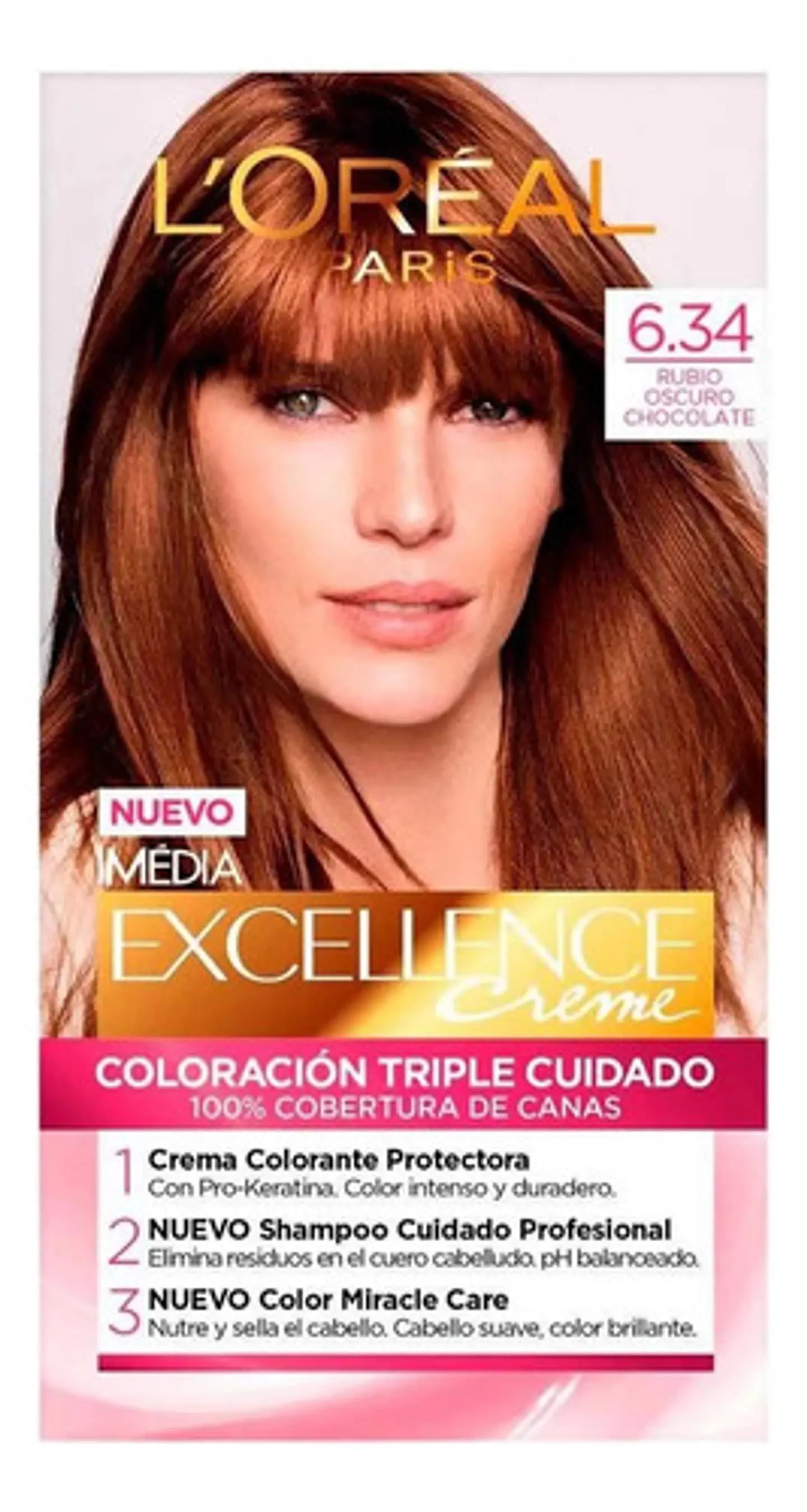 Tintura Excellence Creme 6.34 Rubio Oscuro Chocolate L'oréal 3