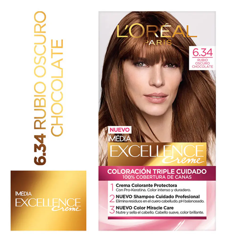 Tintura Excellence Creme 6.34 Rubio Oscuro Chocolate L'oréal 4