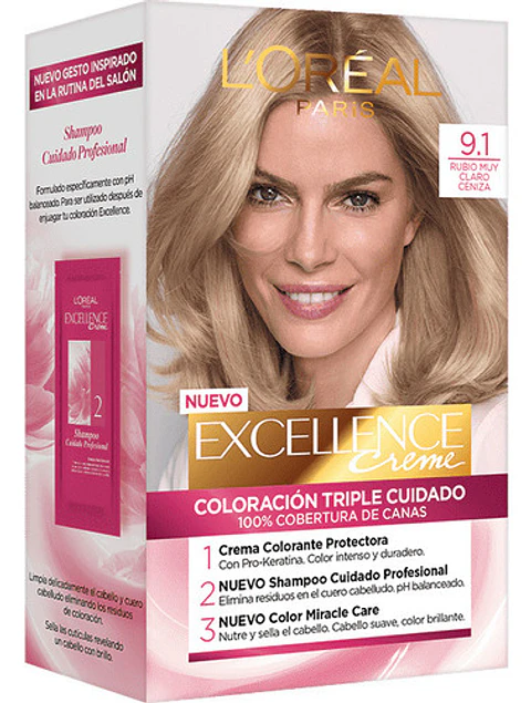 Tintura Excellence Creme 9.1 Rubio Muy Claro Ceniza 9.1 Rubio Muy Claro Ceniza