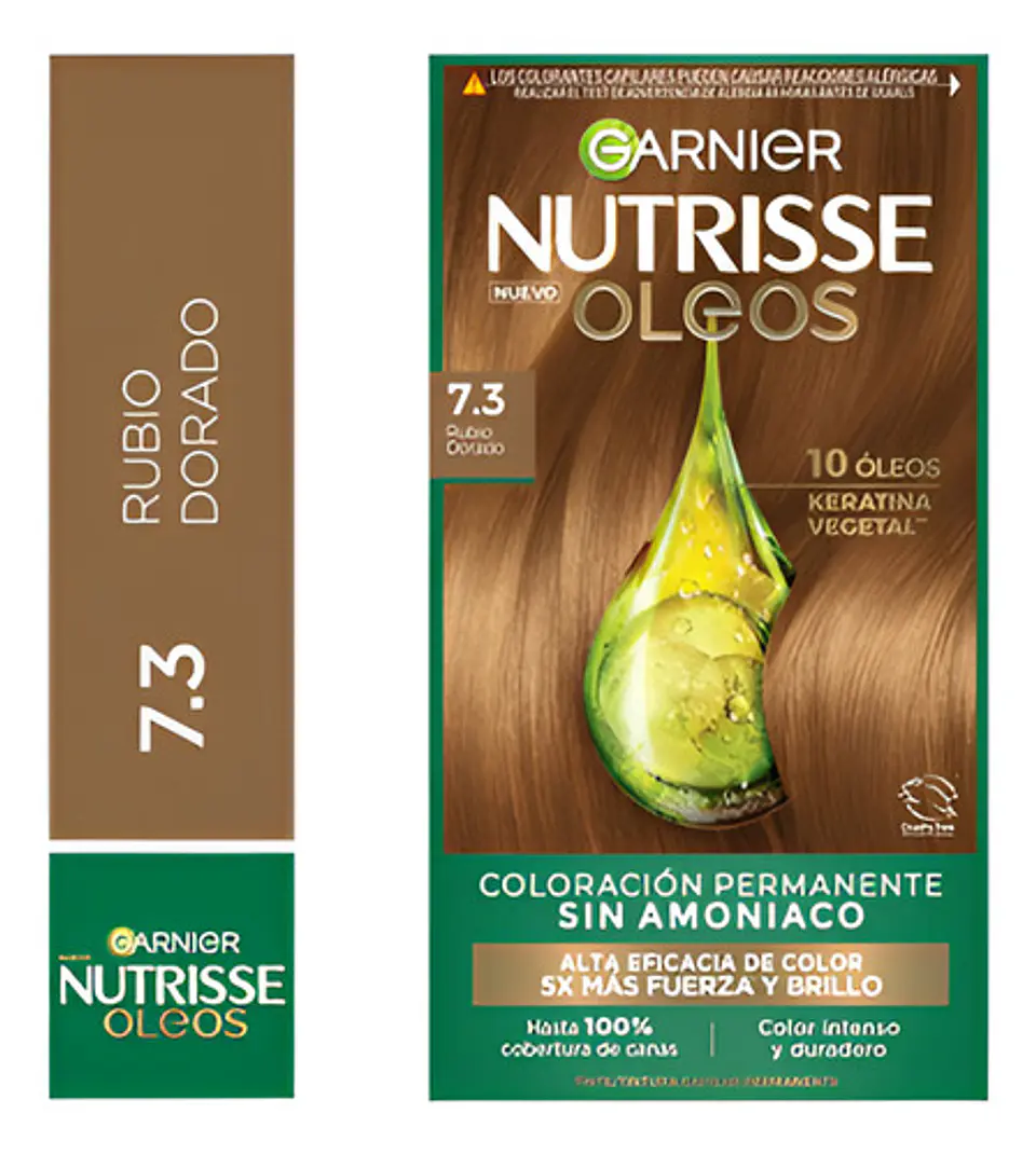 Tintura Garnier Nutrisse Oleos 7.3 Rubio Dorado 2