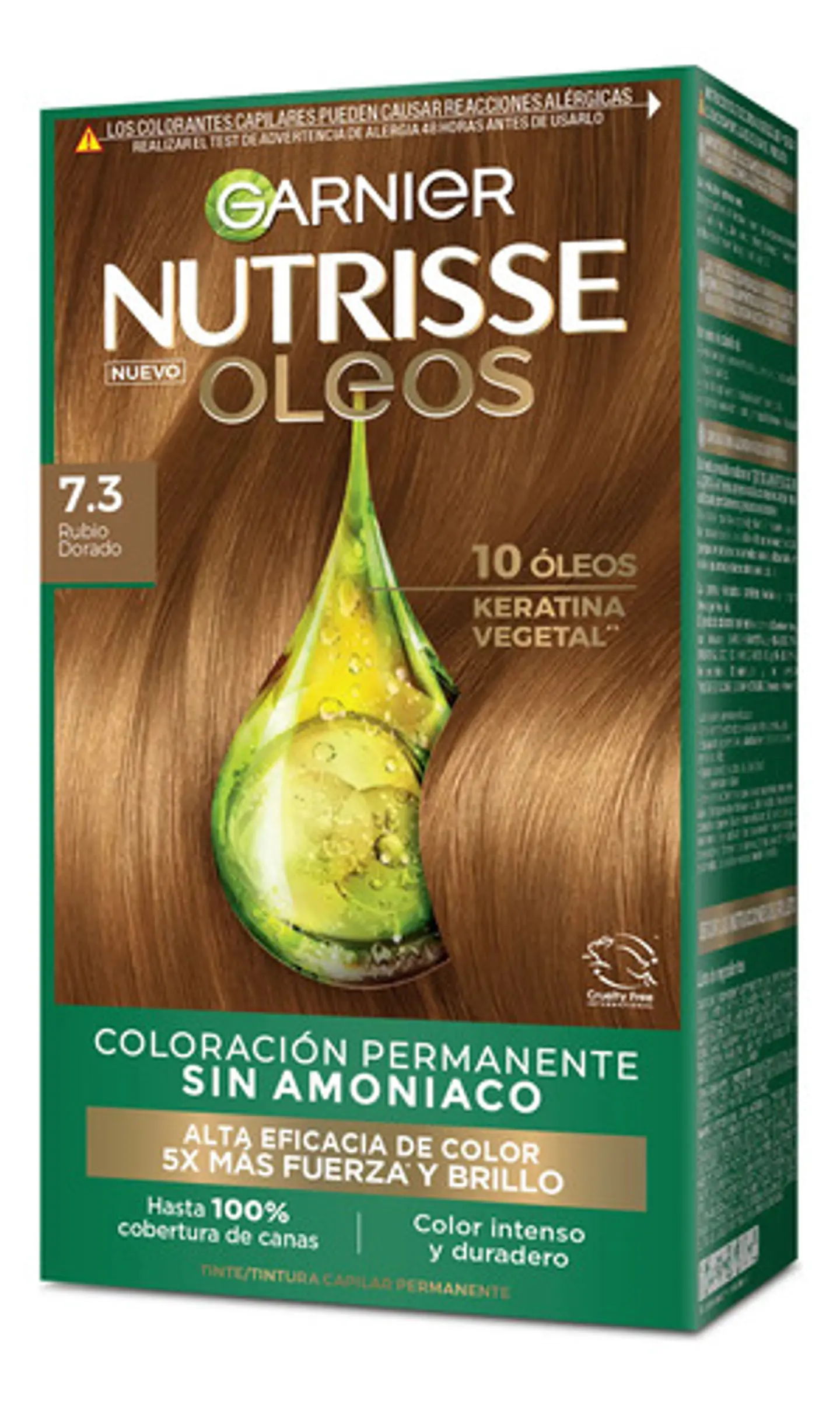Tintura Garnier Nutrisse Oleos 7.3 Rubio Dorado 3