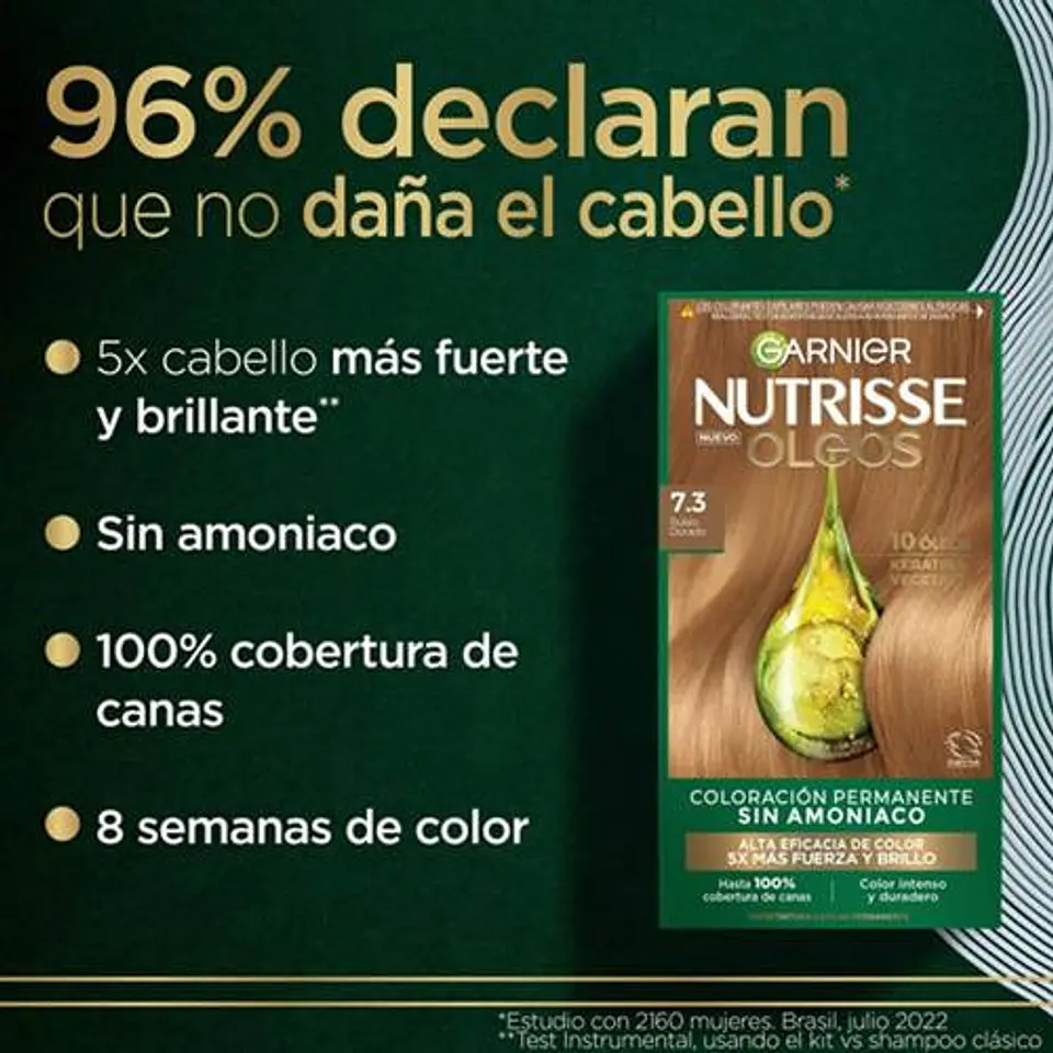 Tintura Garnier Nutrisse Oleos 7.3 Rubio Dorado 7