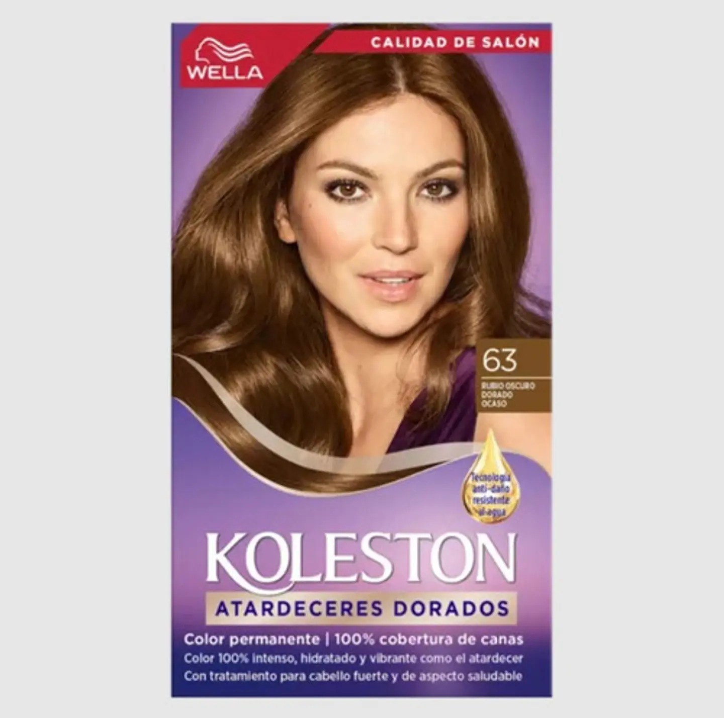 Kit De Tintura Permanente Koleston No. 63 Rubio Oscuro Dorado Ocaso Wella 1