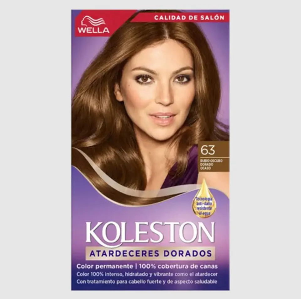 Kit De Tintura Permanente Koleston No. 63 Rubio Oscuro Dorado Ocaso Wella 1