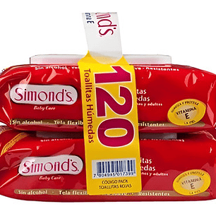 Pack Toallitas Simond S Húmedas Vitamina E 60 - Pack - 2 Und