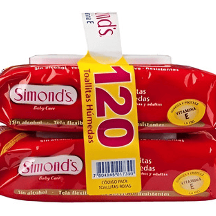 Pack Toallitas Simond S Húmedas Vitamina E 60 - Pack - 2 Und 1