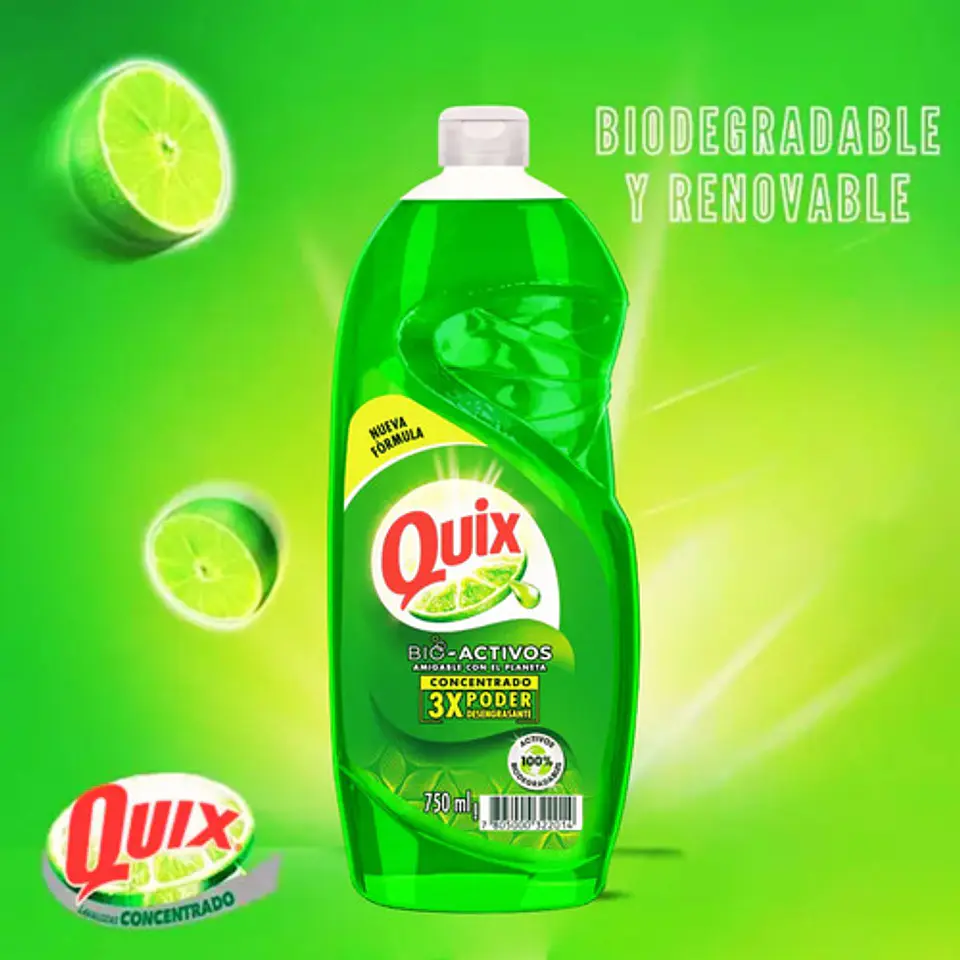 Pack 5 Lavaloza Quix Biodegradable Aroma Limón 750ml 4