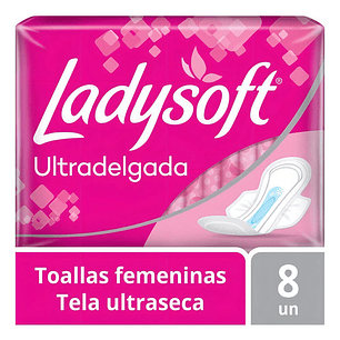Ladysoft Toallas Femeninas Ultradelgada Con Alas 8 Unidades