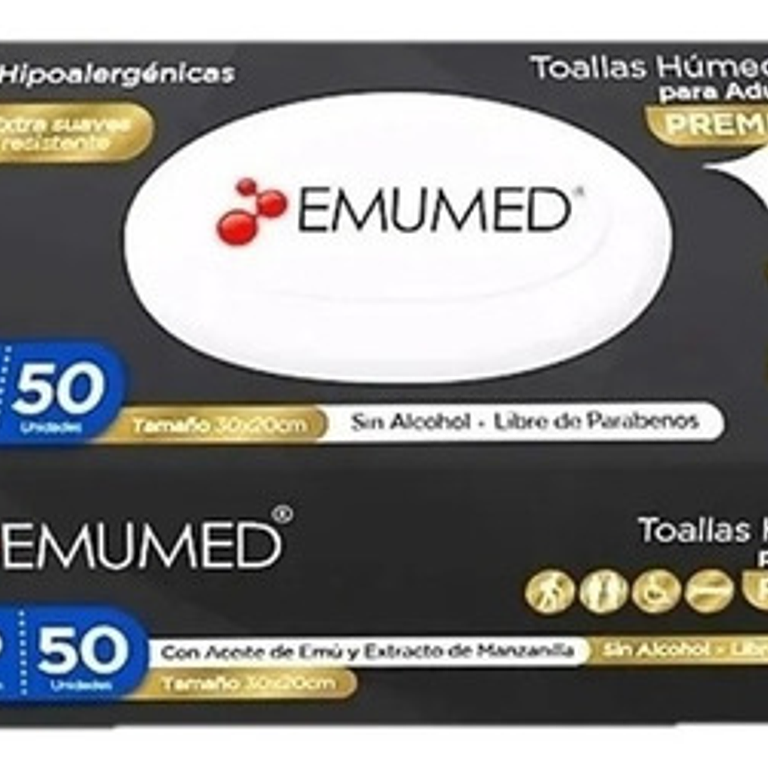 Emumed Toallita Humeda Adulto Premium - 50 - Unidad - 1 - Paquete 1
