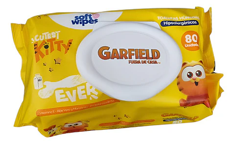 Toallitas Húmedas Winnex Soft Wipes Garfield Amarilla 80 Un.