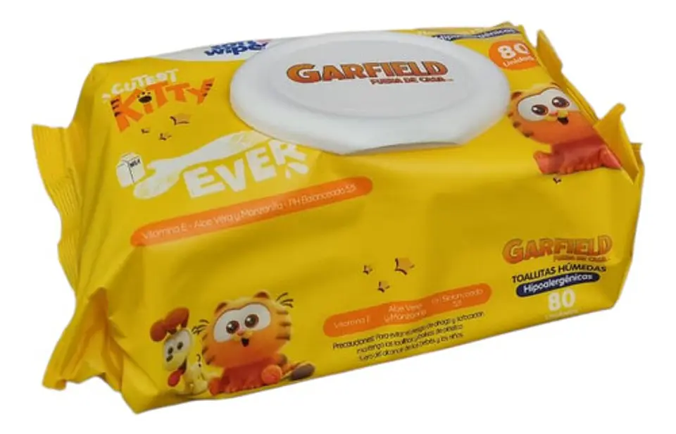 Toallitas Húmedas Winnex Soft Wipes Garfield Amarilla 80 Un. 2