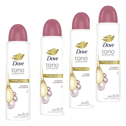 Desodorante Dove Tono Uniforme Mujer 72h Pack 4 Unidades