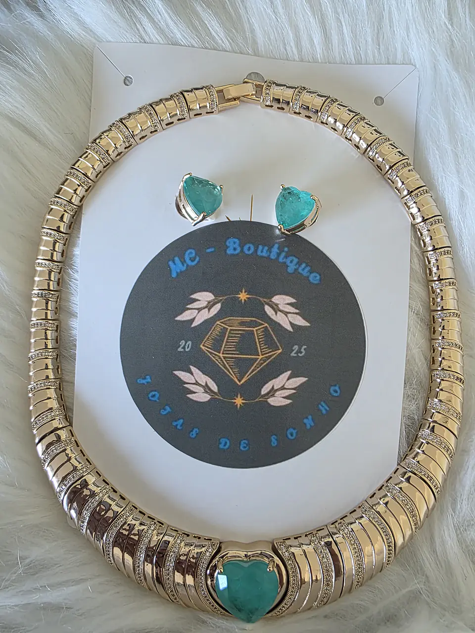 Conjunto semi-jóia com pedra turmalina paraíba 2