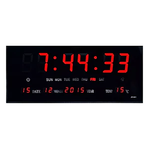 Reloj Digital Pared Led Dia Fecha Temperatura Grande 45x22cm