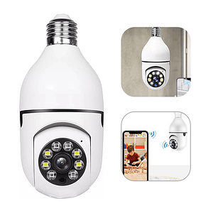 Ampolleta WiFi con Cámara Doble 360° Full HD y Visión Nocturna