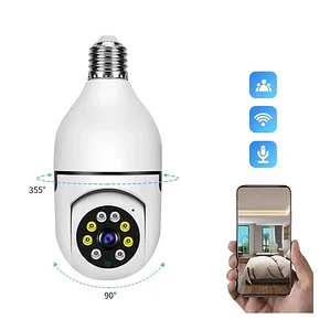Ampolleta WiFi con Cámara Doble 360° Full HD y Visión Nocturna