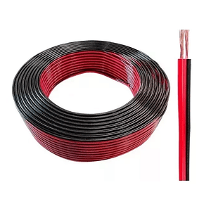 Rollo Cable Parlante 100 Metros 2x1 Negro-Rojo 2mm AWG 1 para Audio Automotriz