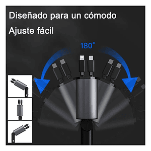 Cargador Retráctil para Auto 4 en 1 USB-C 12V – Carga Rápida