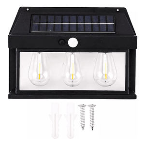 Aplique Lampara Solar Impermeable Con Sensor Vintage 3led