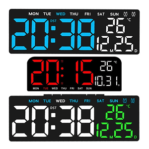 Reloj Digital Led Pared Alarma Calendario Temperatura Mcasa