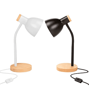 Lámpara Led Velador Flexible De Escritorio Madera Mcasa