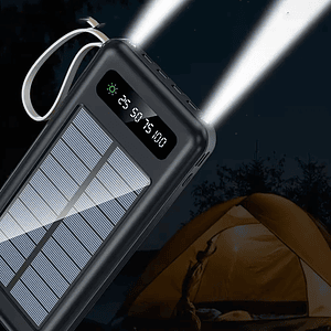 Batería Portátil Solar Power Bank 14000mah Color Negro Mcasa