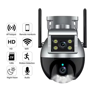 Cámara de Seguridad WiFi Exterior 4MP PTZ Doble Lente con Zoom 11x y Visión Nocturna