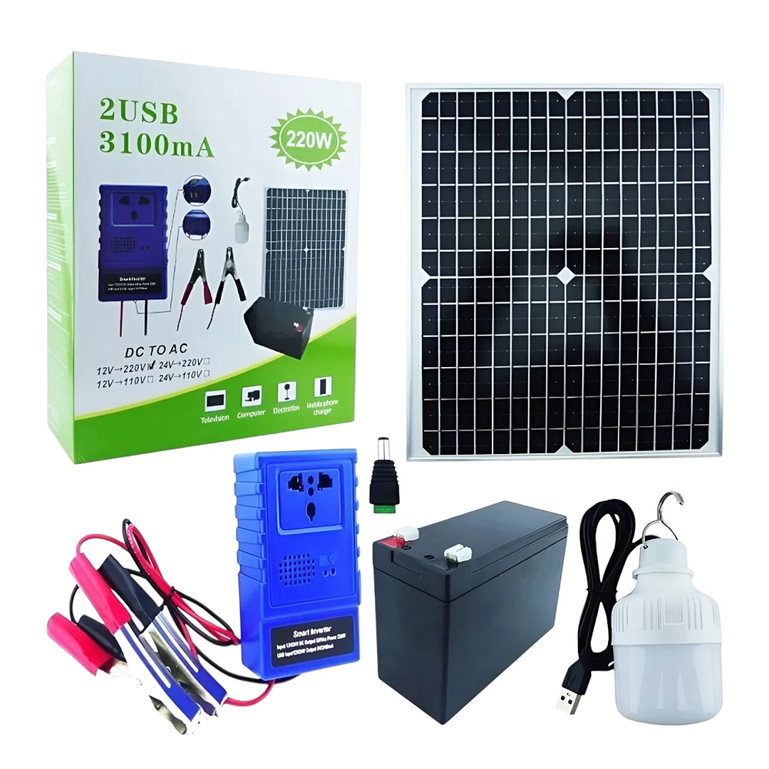 Kit Generador Energia Solar Emergencia Bateria Invesor Mcasa 1