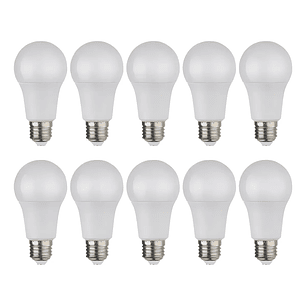 Pack 10 Ampolletas LED 12W E27 Luz Blanca Fría 6500K Mcasa Home