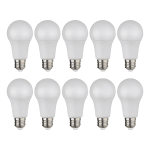 Pack 10 Ampolletas LED 9W E27 Luz Blanca Fría 6500K Mcasa Home