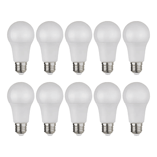 Pack 10 Ampolletas LED 9W E27 Luz Blanca Fría 6500K Mcasa Home