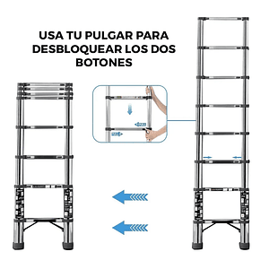 Escalera Telescópica Aluminio 3.5m Plegable Portátil Mcasa