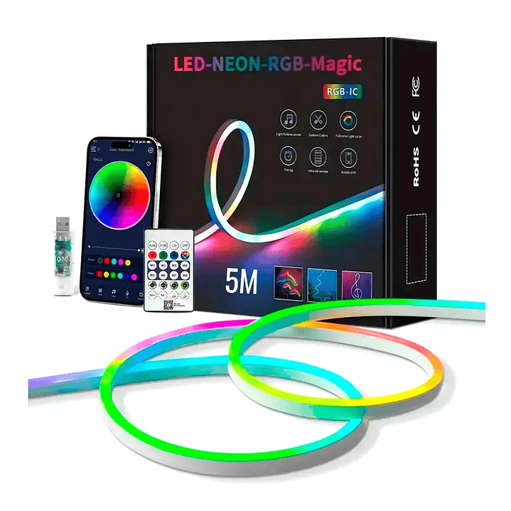 Tira Led Neon RGB 5 Metros Bluetooth App Mcasa IP67 1